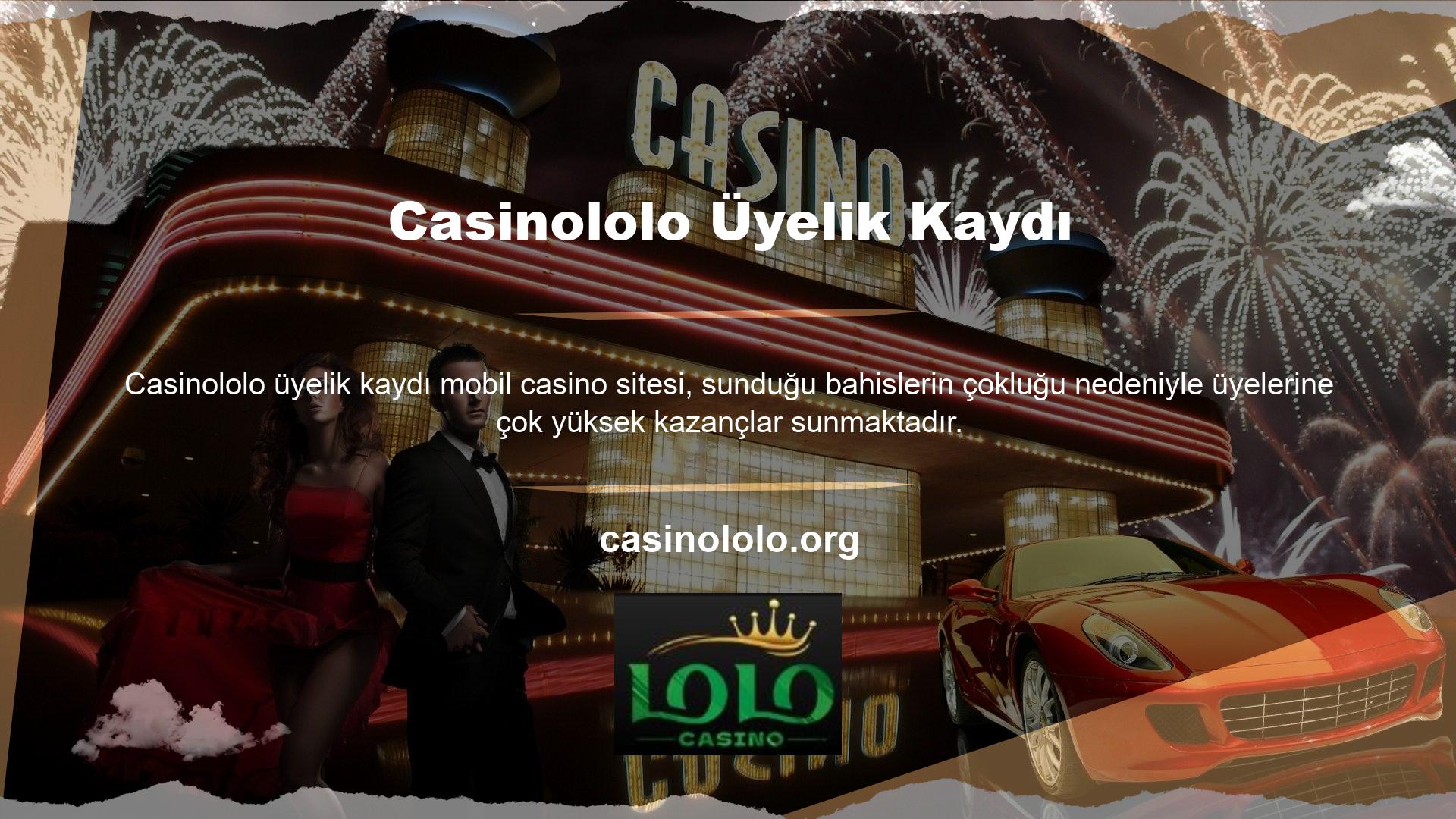 Bu, Casinololo üyelerinin casinoyu mobil cihazlarında kullanmalarına olanak tanır